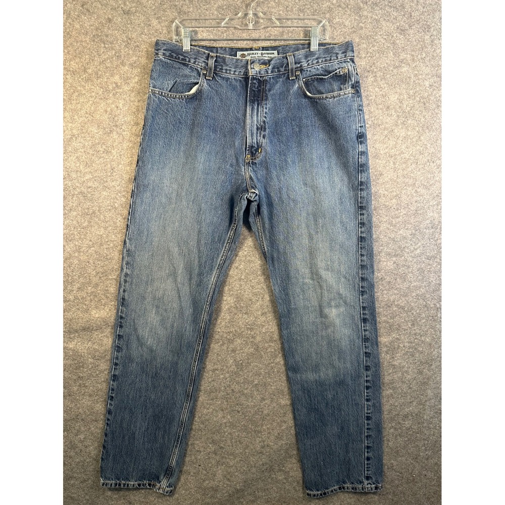 Harley-Davidson Mens Straight Leg Blue Denim Jeans 99030N-10VM Medium Wash 36x36